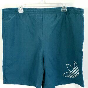 Vtg Adidas Shorts Swim Trunks Men's Large Dark Teal Trefoil Distressed